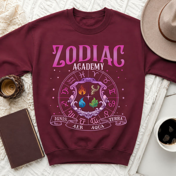 Zodiac Academy Crest Sweatshirt in Maroon