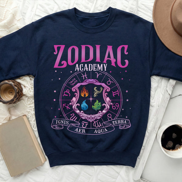 Zodiac Academy Crest Sweatshirt in Navy